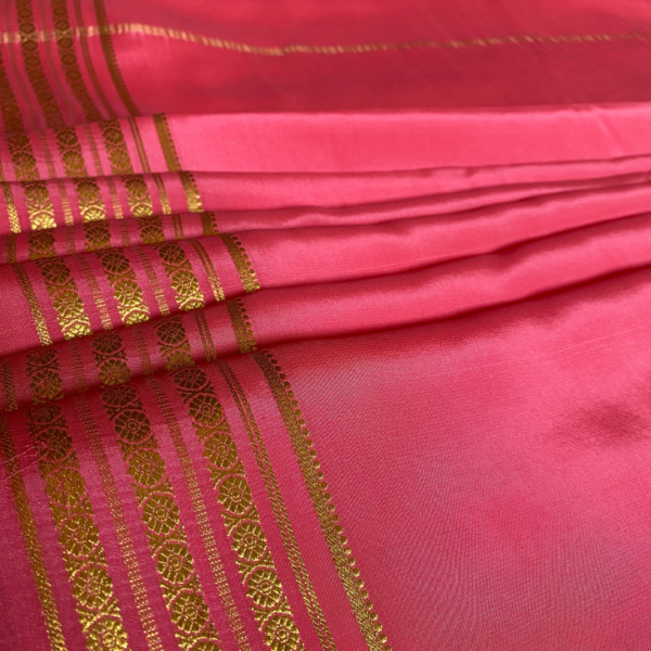 Mysore crepe silk Aboli colour with Golden Rudraksha borders – Maya Silks