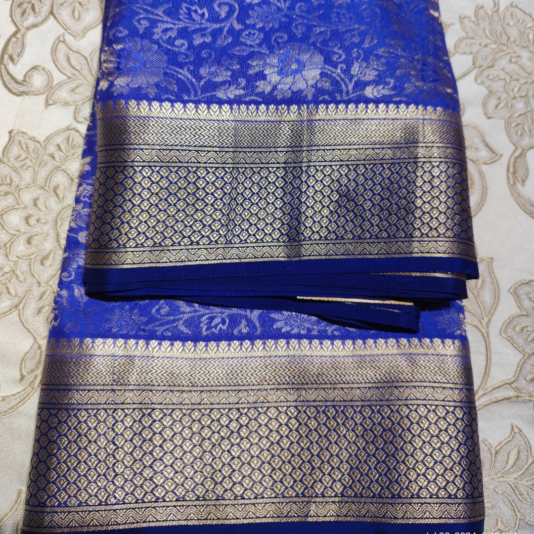 Brocade Crepe Silk Ink Blue