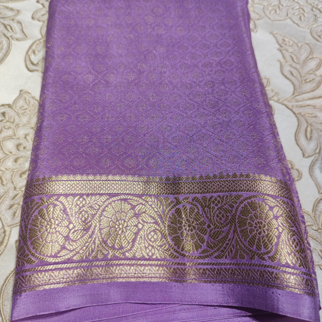 Brocade Crepe Silk Lavendar