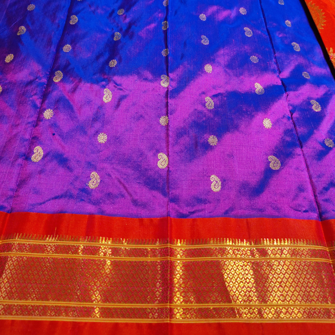 Paithani purple dhupchaav Paithani Silk Saree with Pink border