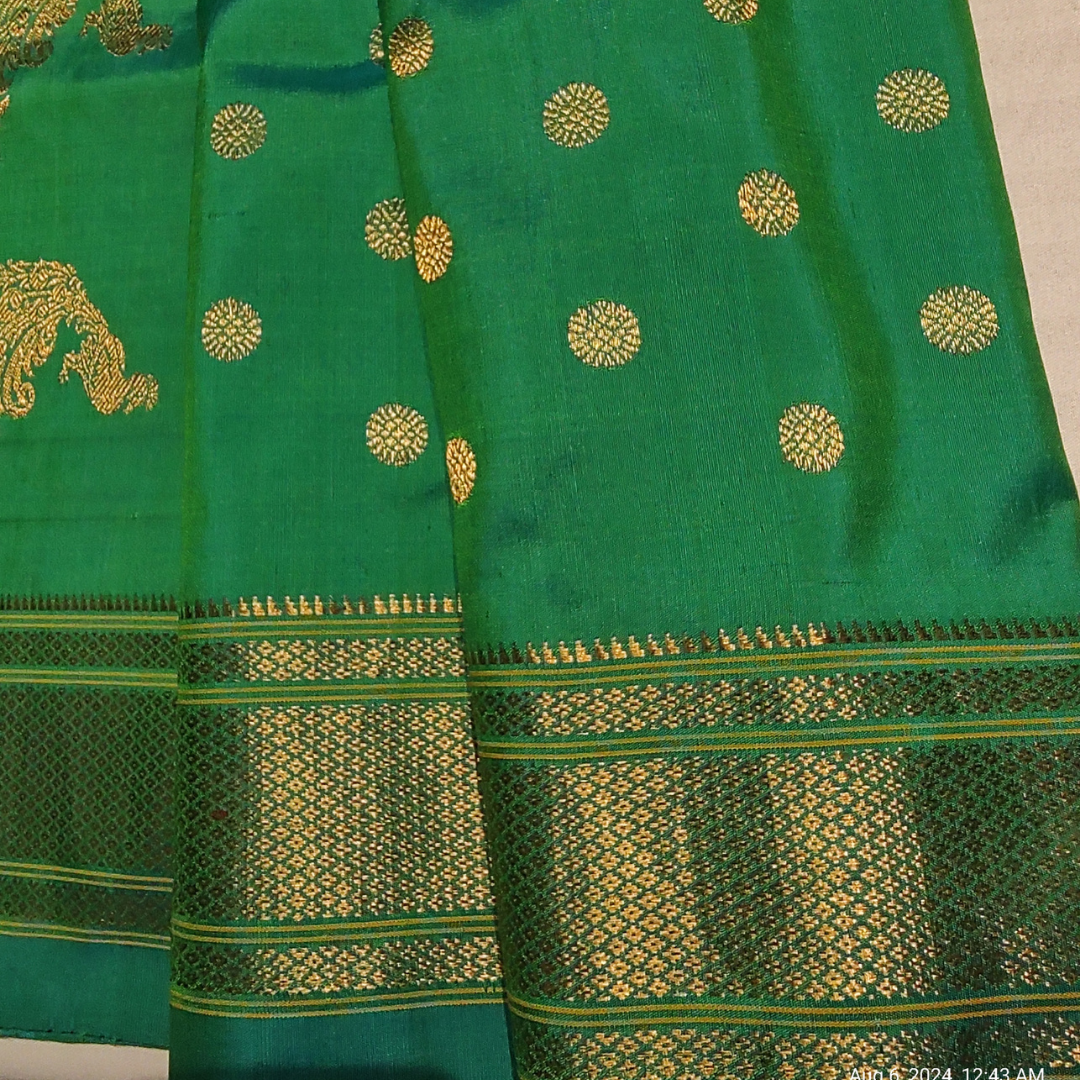 Peacock Green Paithani Silk Saree with Self Border