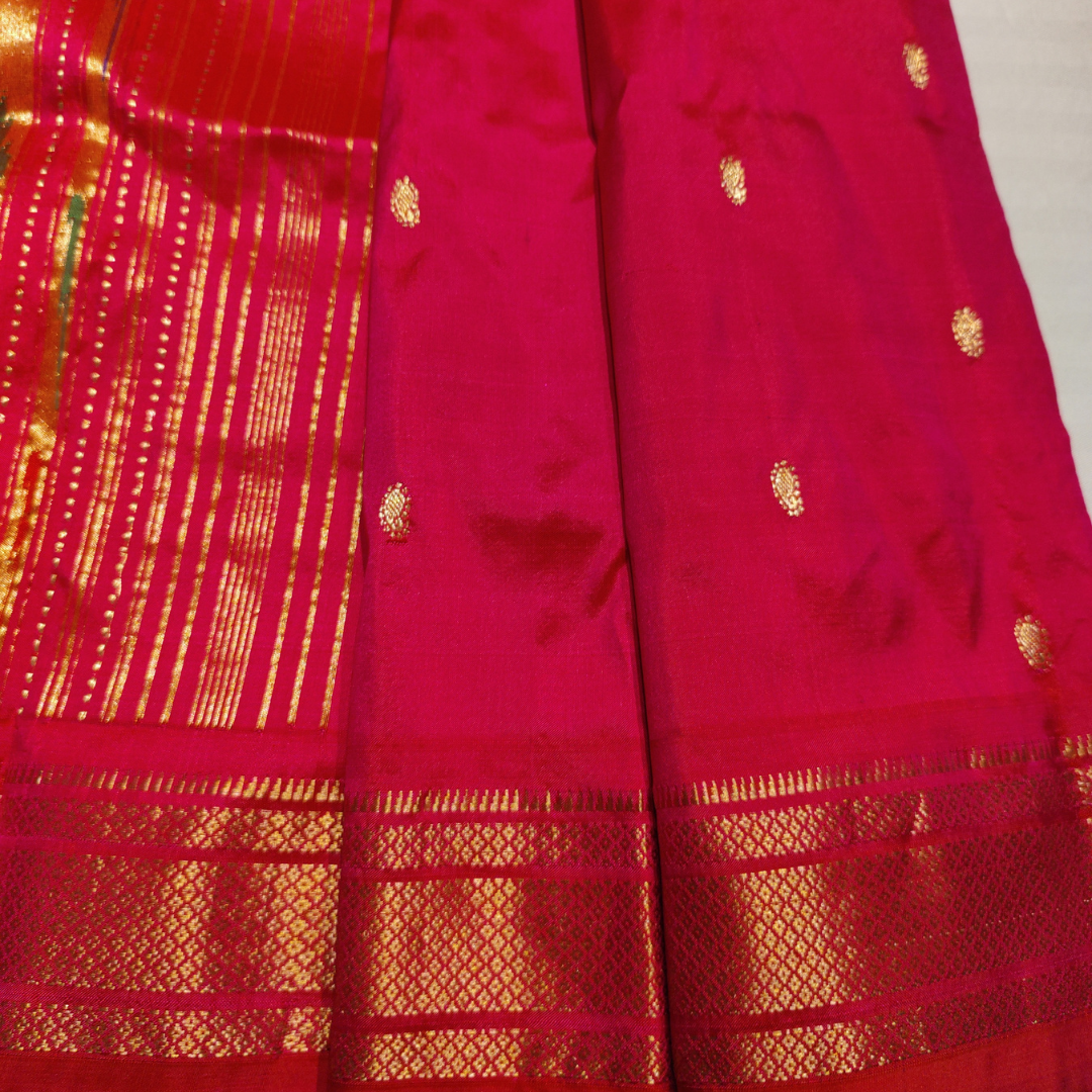 Rose Pink Paithani Silk Saree with Self Border