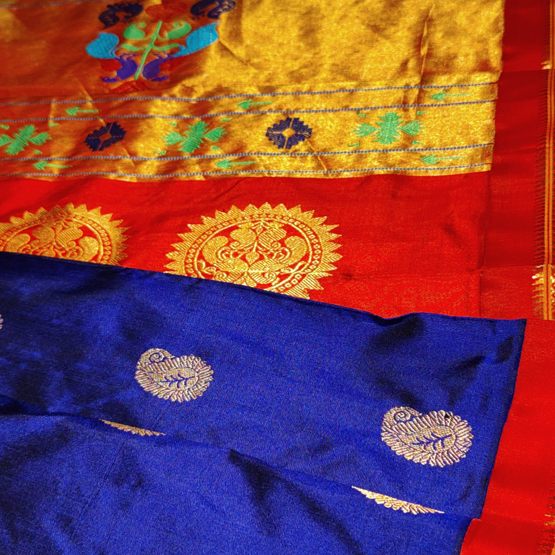 Royal Blue Paithani Silk Saree with Red border