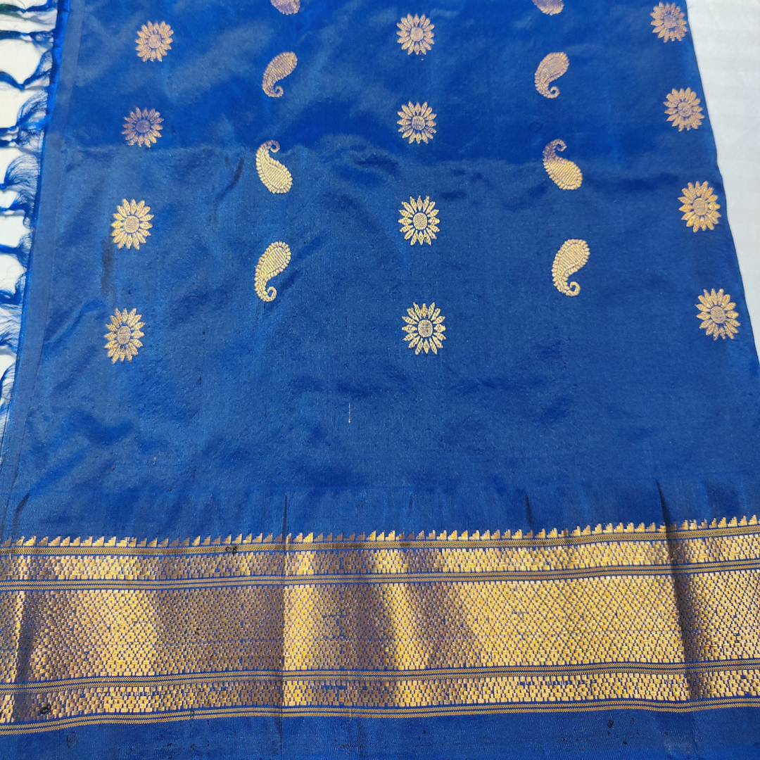 Royal Blue Paithani Silk Saree with Self Border